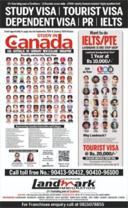 Landmark Immigration study visa, tourist visa and IELTS advertisement