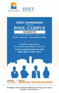SVIET Chandigarh pool campus placement advertisement